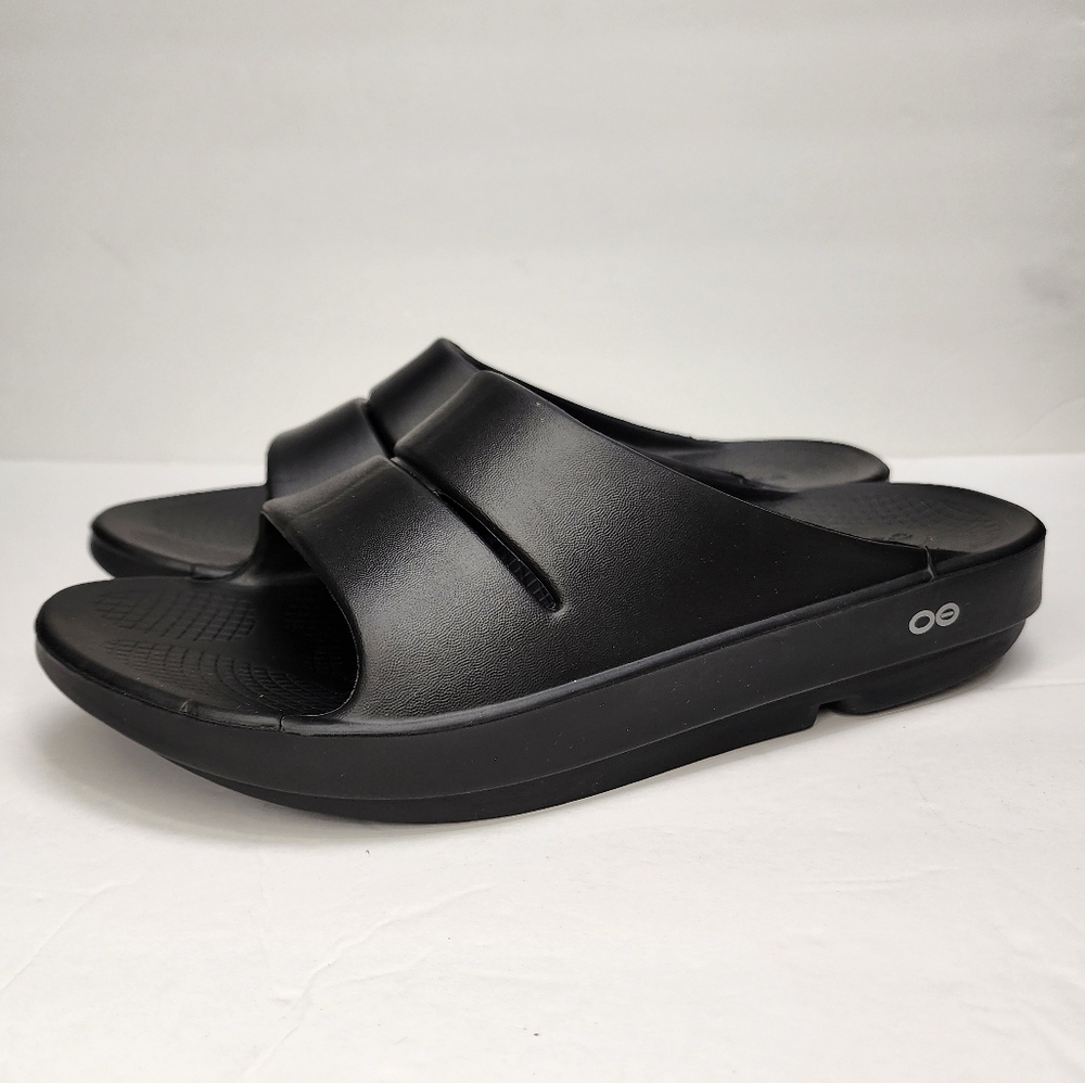 OOFOS Ooah, Unisex Black Slide Size M11/W13